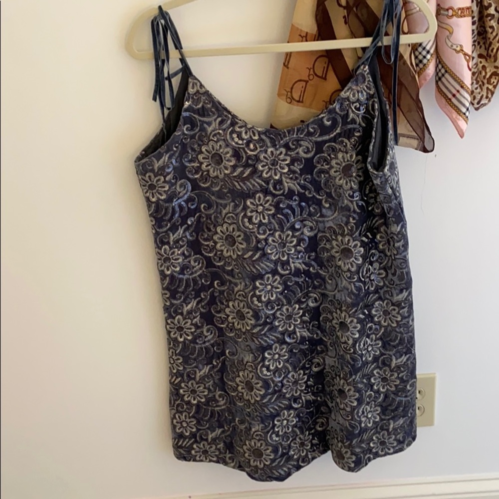Blue Embroidered Mini Dress